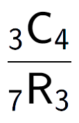 A LaTex expression showing \frac{ sub 3 \text{C} sub 4 }{ sub 7 \text{R} sub 3 }