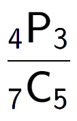 A LaTex expression showing \frac{ sub 4 \text{P} sub 3 }{ sub 7 \text{C} sub 5 }