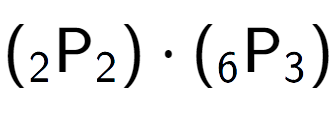 A LaTex expression showing ({ sub 2 \text{P} sub 2 }) times ({ sub 6 \text{P} sub 3 })