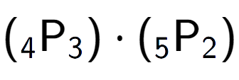 A LaTex expression showing ({ sub 4 \text{P} sub 3 }) times ({ sub 5 \text{P} sub 2 })