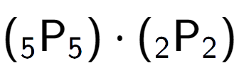 A LaTex expression showing ({ sub 5 \text{P} sub 5 }) times ({ sub 2 \text{P} sub 2 })