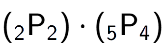 A LaTex expression showing ({ sub 2 \text{P} sub 2 }) times ({ sub 5 \text{P} sub 4 })