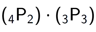 A LaTex expression showing ({ sub 4 \text{P} sub 2 }) times ({ sub 3 \text{P} sub 3 })