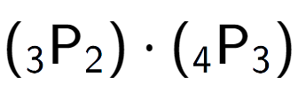 A LaTex expression showing ({ sub 3 \text{P} sub 2 }) times ({ sub 4 \text{P} sub 3 })