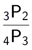 A LaTex expression showing \frac{ sub 3 \text{P} sub 2 }{ sub 4 \text{P} sub 3 }