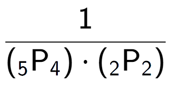 A LaTex expression showing 1 over ({ sub 5 \text{P sub 4 }) times ({ sub 2 \text{P} sub 2 })}