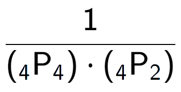 A LaTex expression showing 1 over ({ sub 4 \text{P sub 4 }) times ({ sub 4 \text{P} sub 2 })}