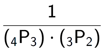 A LaTex expression showing 1 over ({ sub 4 \text{P sub 3 }) times ({ sub 3 \text{P} sub 2 })}