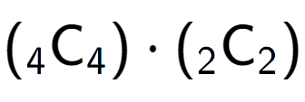 A LaTex expression showing ({ sub 4 \text{C} sub 4 }) times ({ sub 2 \text{C} sub 2 })