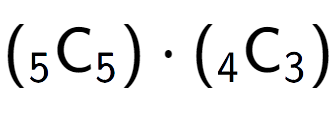 A LaTex expression showing ({ sub 5 \text{C} sub 5 }) times ({ sub 4 \text{C} sub 3 })