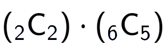 A LaTex expression showing ({ sub 2 \text{C} sub 2 }) times ({ sub 6 \text{C} sub 5 })