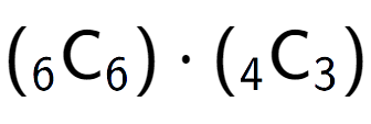 A LaTex expression showing ({ sub 6 \text{C} sub 6 }) times ({ sub 4 \text{C} sub 3 })