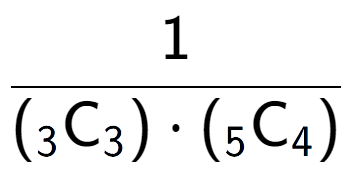 A LaTex expression showing 1 over ({ sub 3 \text{C sub 3 }) times ({ sub 5 \text{C} sub 4 })}