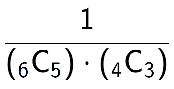 A LaTex expression showing 1 over ({ sub 6 \text{C sub 5 }) times ({ sub 4 \text{C} sub 3 })}