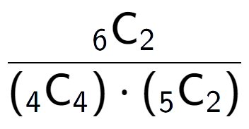 A LaTex expression showing \frac{ sub 6 \text{C} sub 2 }{({ sub 4 \text{C} sub 4 }) times ({ sub 5 \text{C} sub 2 })}