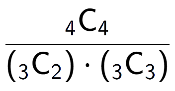 A LaTex expression showing \frac{ sub 4 \text{C} sub 4 }{({ sub 3 \text{C} sub 2 }) times ({ sub 3 \text{C} sub 3 })}