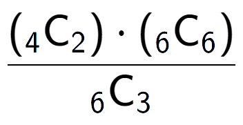 A LaTex expression showing \frac{({ sub 4 \text{C} sub 2 }) times ({ sub 6 \text{C} sub 6 })}{ sub 6 \text{C} sub 3 }