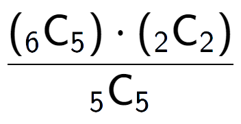 A LaTex expression showing \frac{({ sub 6 \text{C} sub 5 }) times ({ sub 2 \text{C} sub 2 })}{ sub 5 \text{C} sub 5 }