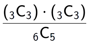 A LaTex expression showing \frac{({ sub 3 \text{C} sub 3 }) times ({ sub 3 \text{C} sub 3 })}{ sub 6 \text{C} sub 5 }