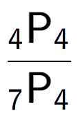A LaTex expression showing \frac{ sub 4 \text{P} sub 4 }{ sub 7 \text{P} sub 4 }