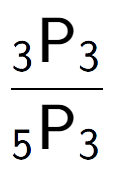 A LaTex expression showing \frac{ sub 3 \text{P} sub 3 }{ sub 5 \text{P} sub 3 }