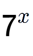 A LaTex expression showing 7 to the power of x