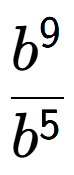 A LaTex expression showing \frac{b to the power of 9 }{b to the power of 5 }
