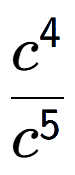 A LaTex expression showing \frac{c to the power of 4 }{c to the power of 5 }
