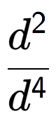 A LaTex expression showing \frac{d to the power of 2 }{d to the power of 4 }