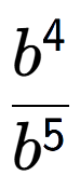 A LaTex expression showing \frac{b to the power of 4 }{b to the power of 5 }