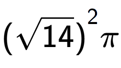 A LaTex expression showing {(square root of 14)} to the power of 2 Pi