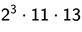 A LaTex expression showing 2 to the power of 3 times 11 times 13