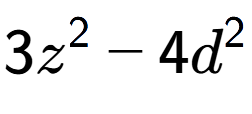 A LaTex expression showing 3z to the power of 2 - 4d to the power of 2