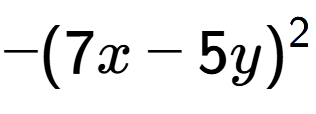 A LaTex expression showing -(7x - 5y) to the power of 2