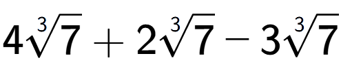 A LaTex expression showing 43-th root of 7 + 23-th root of 7 - 33-th root of 7