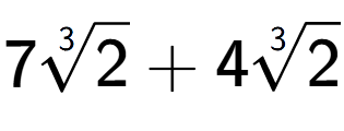 A LaTex expression showing 73-th root of 2 + 43-th root of 2