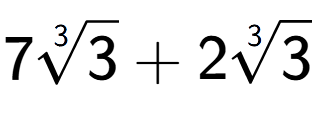 A LaTex expression showing 73-th root of 3 + 23-th root of 3