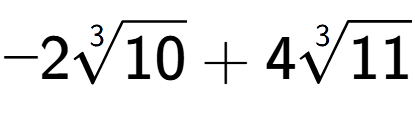 A LaTex expression showing -23-th root of 10 + 43-th root of 11