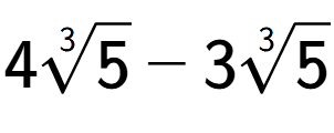 A LaTex expression showing 43-th root of 5 - 33-th root of 5