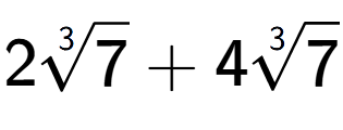 A LaTex expression showing 23-th root of 7 + 43-th root of 7