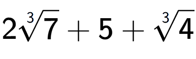 A LaTex expression showing 23-th root of 7 + 5 + 3-th root of 4