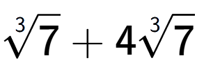 A LaTex expression showing 3-th root of 7 + 43-th root of 7