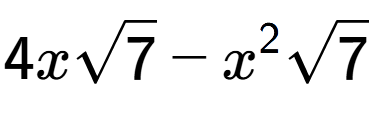 A LaTex expression showing 4xsquare root of 7 - {x} to the power of 2 square root of 7