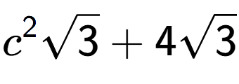 A LaTex expression showing {c} to the power of 2 square root of 3 + 4square root of 3