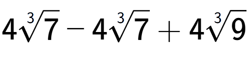 A LaTex expression showing 43-th root of 7 - 43-th root of 7 + 43-th root of 9