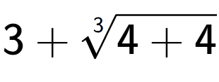 A LaTex expression showing 3 + 3-th root of 4 + 4