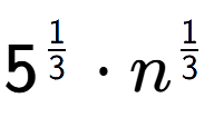 A LaTex expression showing 5 to the power of 1 over 3 times n to the power of 1 over 3