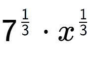 A LaTex expression showing 7 to the power of 1 over 3 times x to the power of 1 over 3