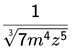 A LaTex expression showing 1 over 3-th root of 7{m to the power of 4{z to the power of 5 }}