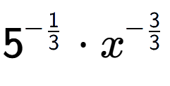 A LaTex expression showing 5 to the power of -1 over 3 times {x} to the power of -3 over 3
